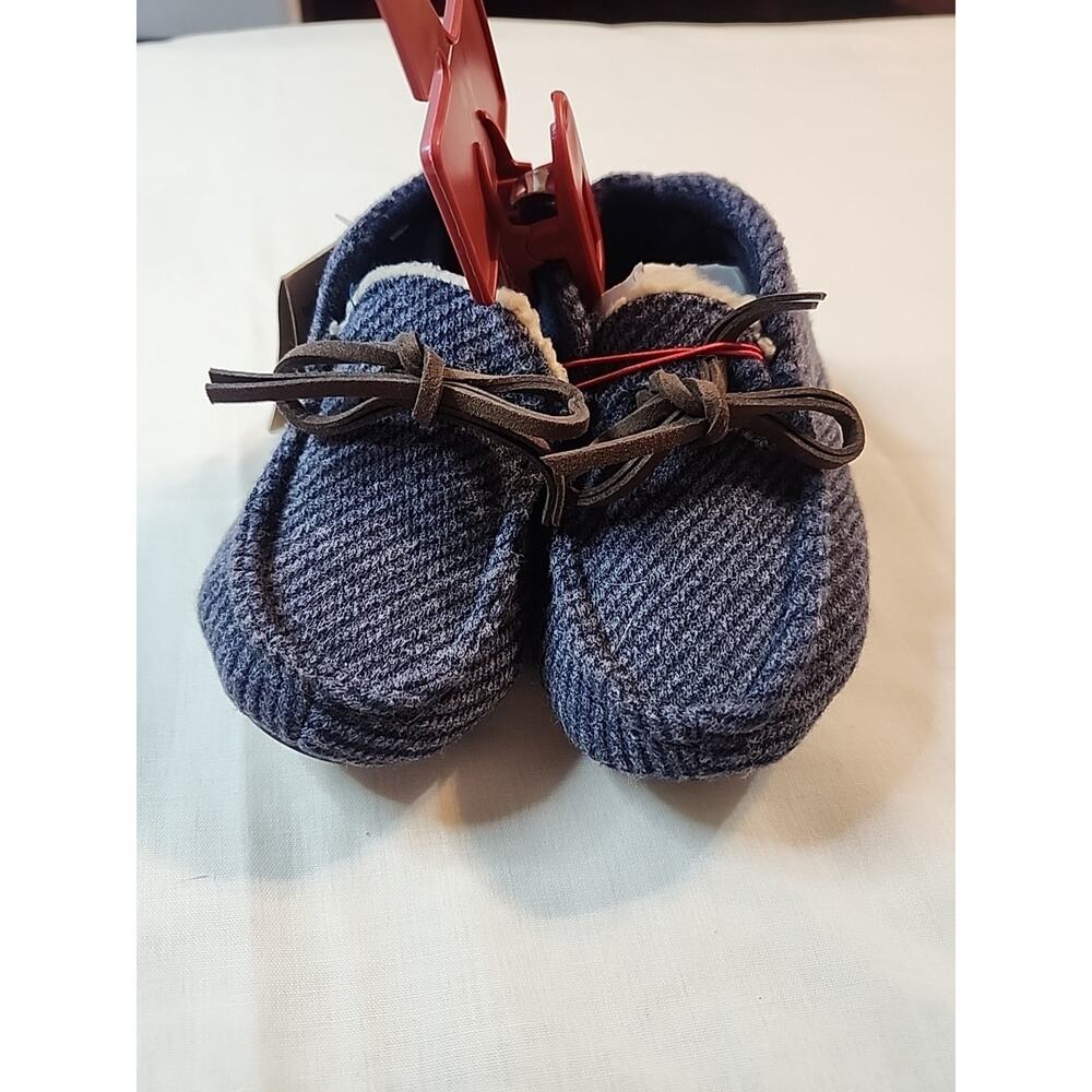 Dearfoams Toddler Slippers sz 7/8 Blue Corduroy Memory Foam Slip Resistant